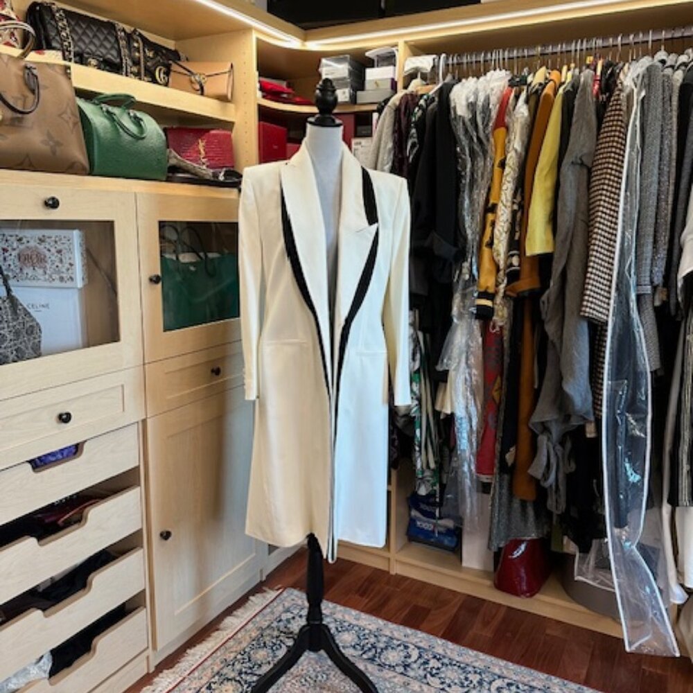 Alexander McQueen Size 44 Off-white and Black Coat
